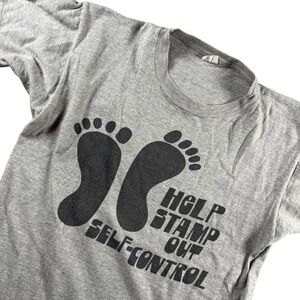 VTG Artex Help Stamp Out Self-Control Graphic Tee sz M USA Made Single Stitch